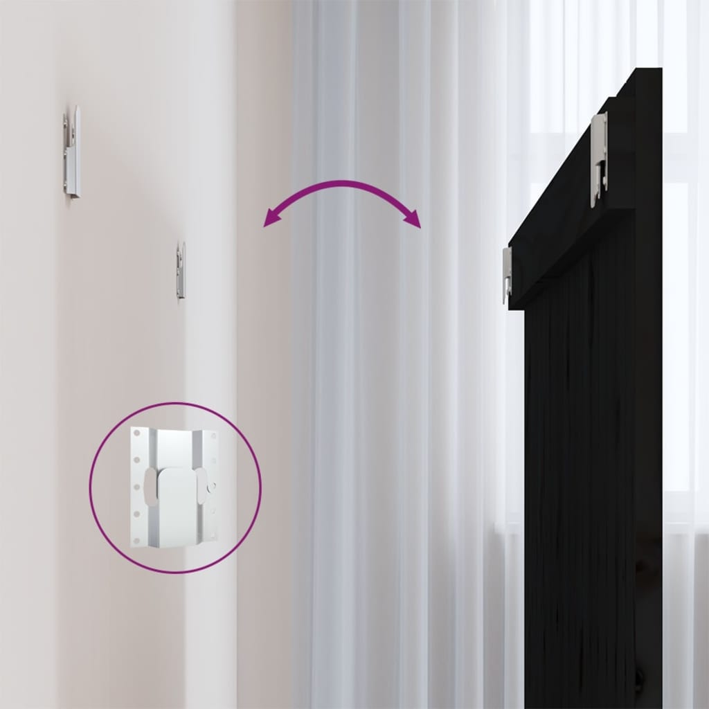 Wall Headboard Black 108x3x90 cm Solid Wood Pine