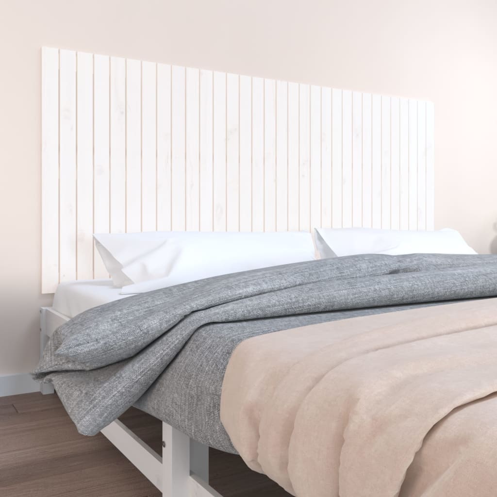 Wall Headboard White 204x3x90 cm Solid Wood Pine