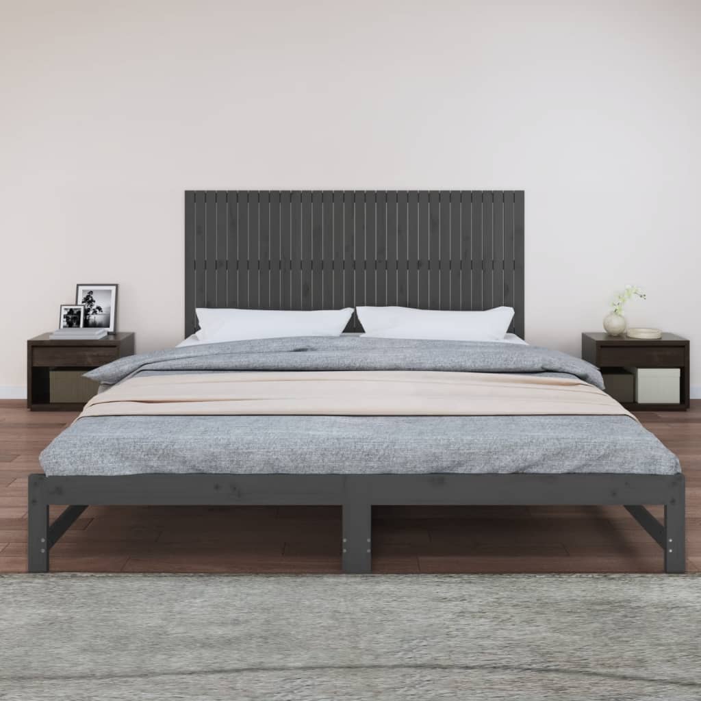 Wall Headboard Grey 204x3x90 cm Solid Wood Pine
