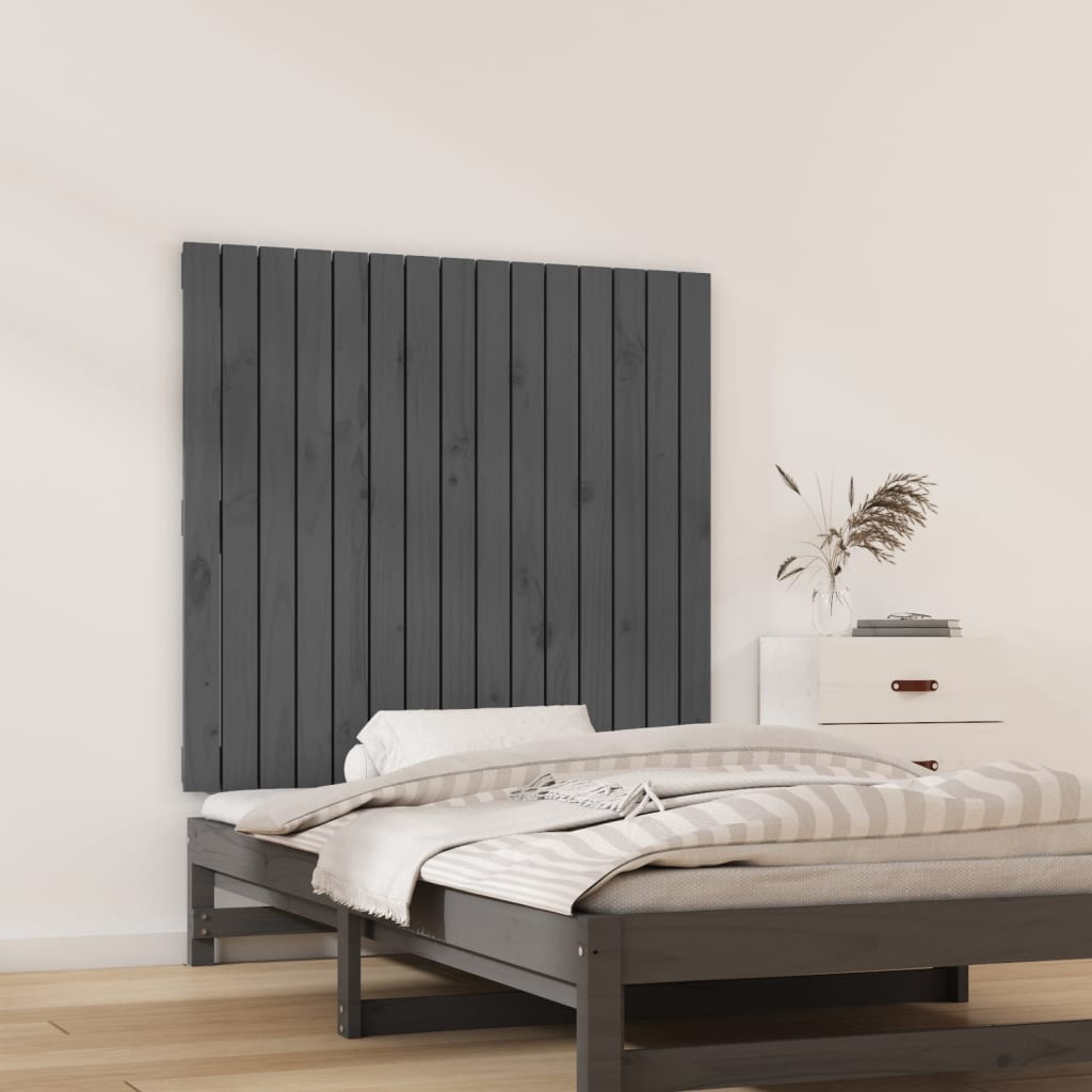 Wall Headboard Grey 95.5x3x90 cm Solid Wood Pine