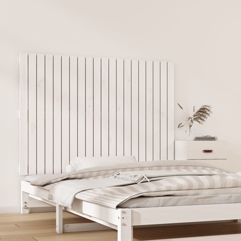 Wall Headboard White 127.5x3x90 cm Solid Wood Pine