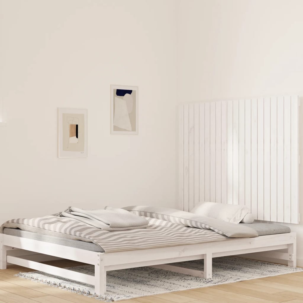 Wall Headboard White 127.5x3x90 cm Solid Wood Pine