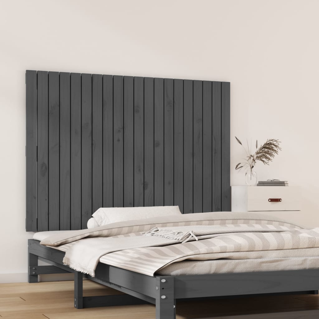 Wall Headboard Grey 127.5x3x90 cm Solid Wood Pine
