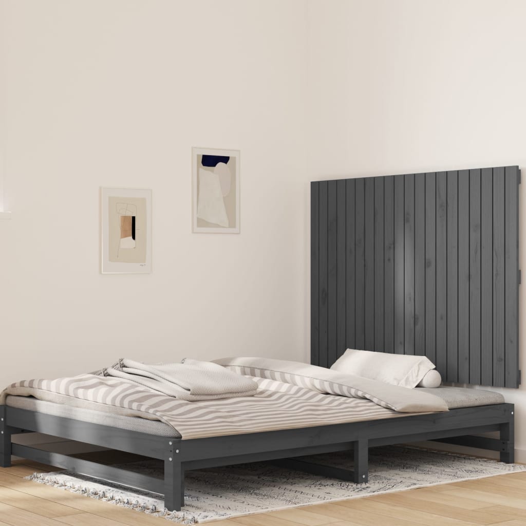 Wall Headboard Grey 127.5x3x90 cm Solid Wood Pine