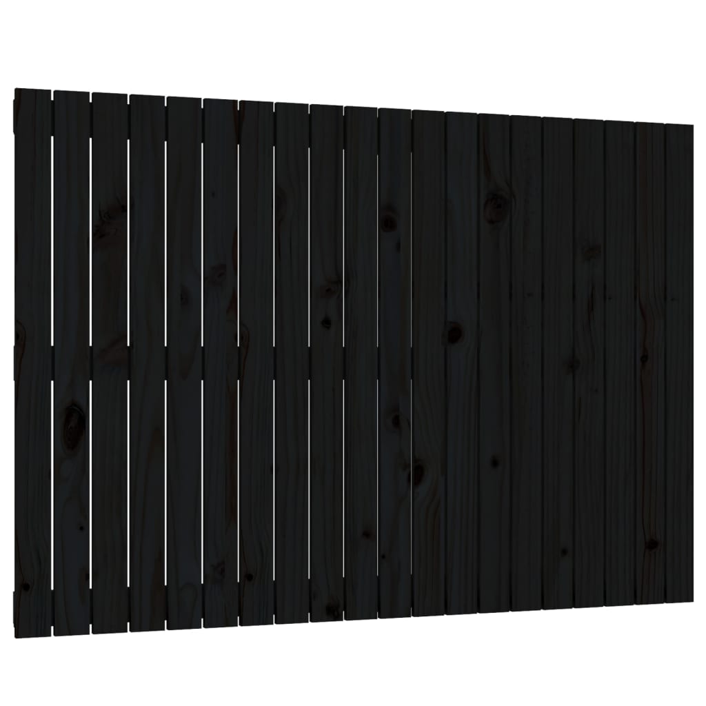 Wall Headboard Black 127.5x3x90 cm Solid Wood Pine