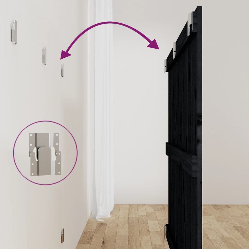 Wall Headboard Black 127.5x3x90 cm Solid Wood Pine