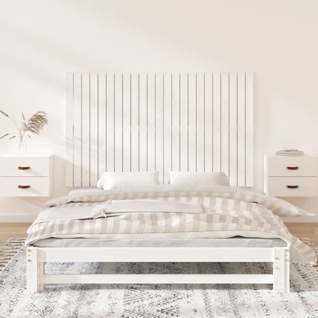 Wall Headboard White 147x3x90 cm Solid Wood Pine