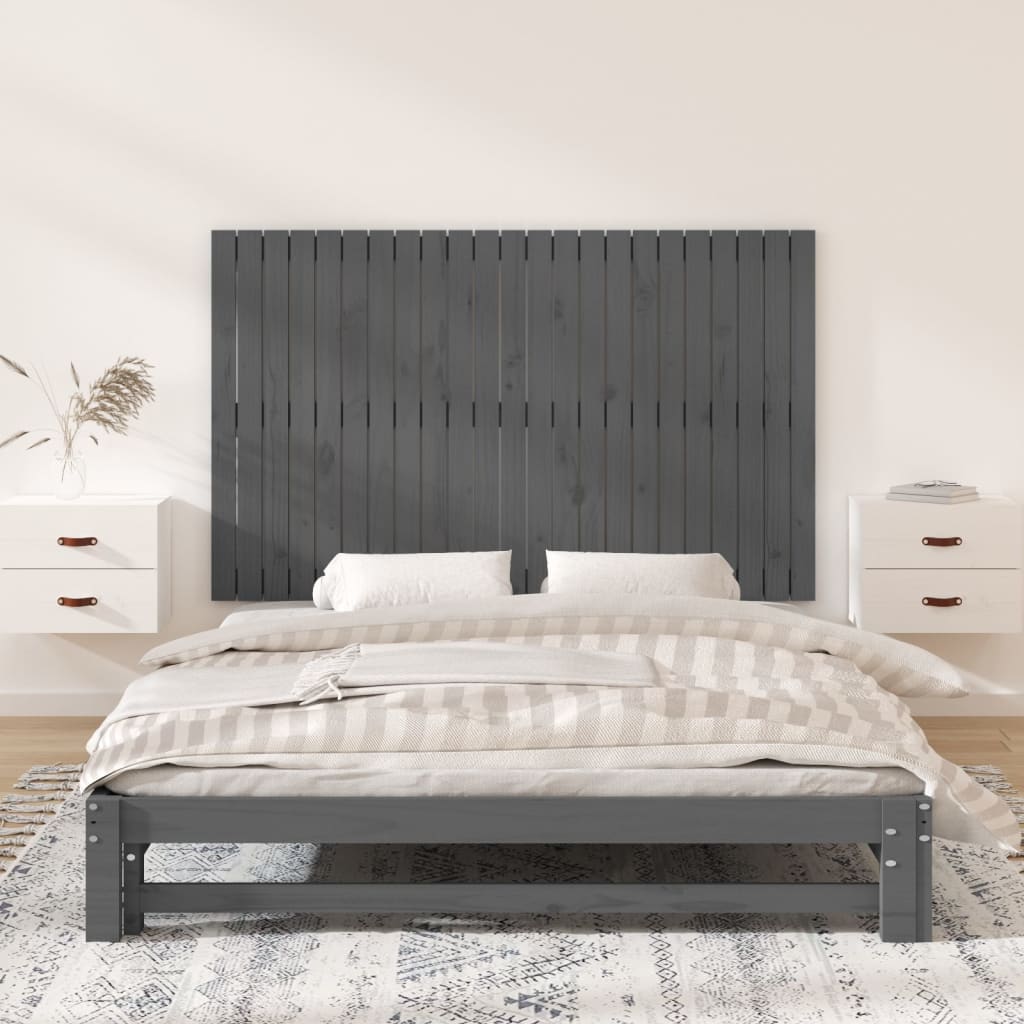 Wall Headboard Grey 147x3x90 cm Solid Wood Pine