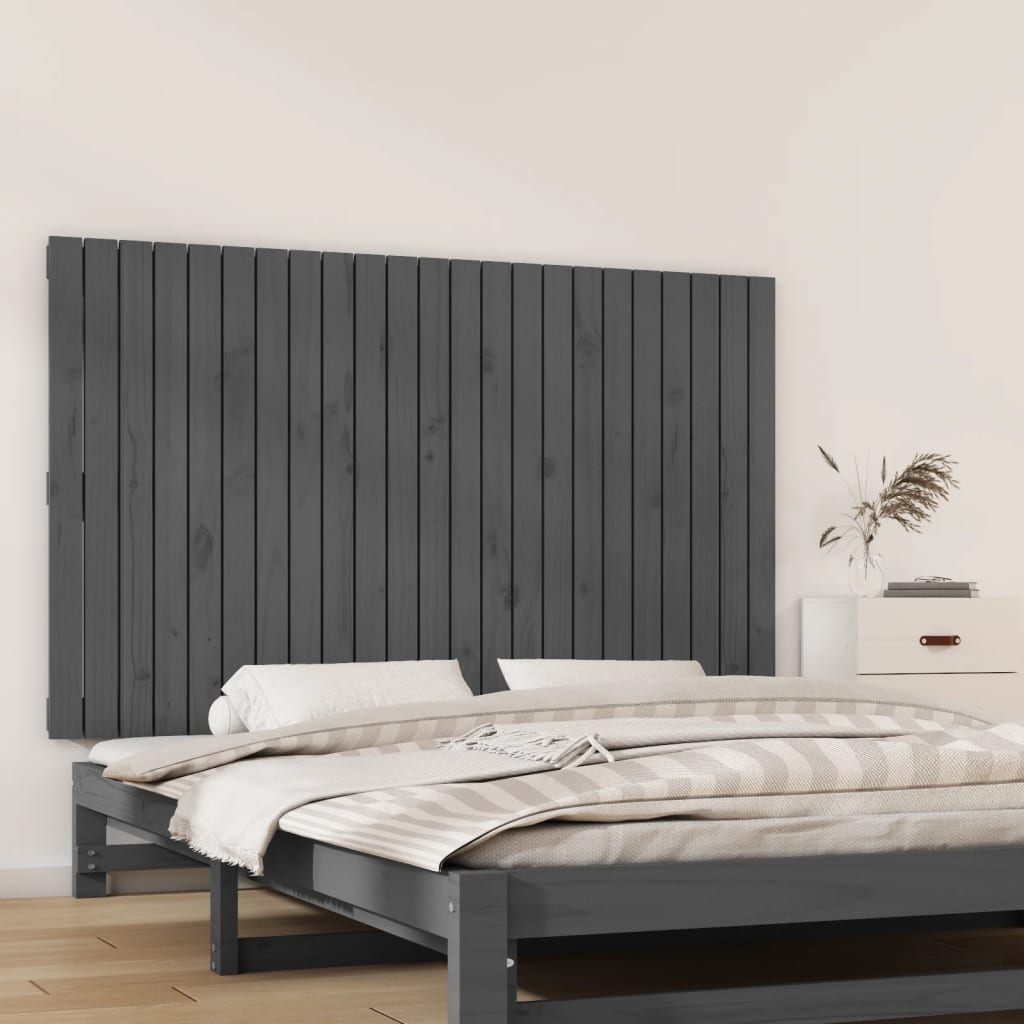 Wall Headboard Grey 147x3x90 cm Solid Wood Pine