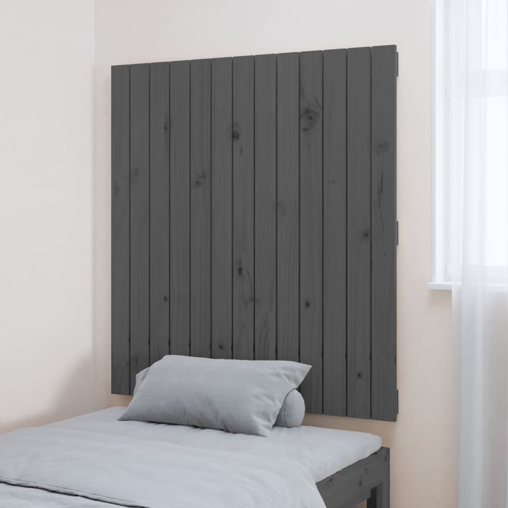 Wall Headboard Grey 82.5x3x90 cm Solid Wood Pine