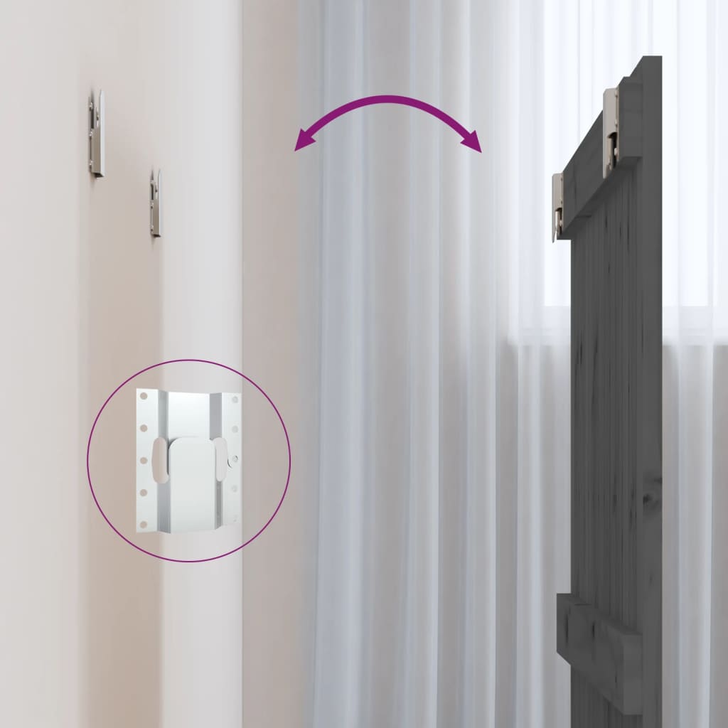 Wall Headboard Grey 82.5x3x90 cm Solid Wood Pine