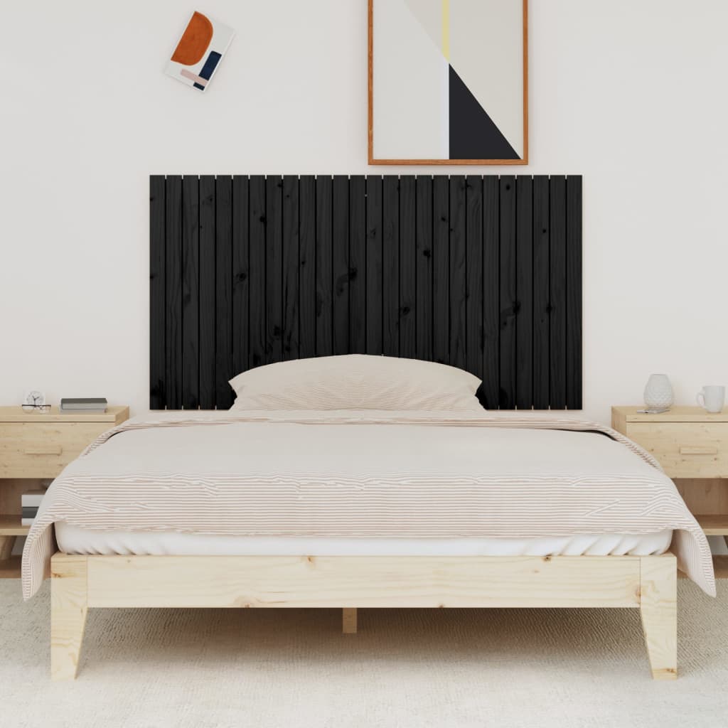 Wall Headboard Black 166x3x90 cm Solid Wood Pine