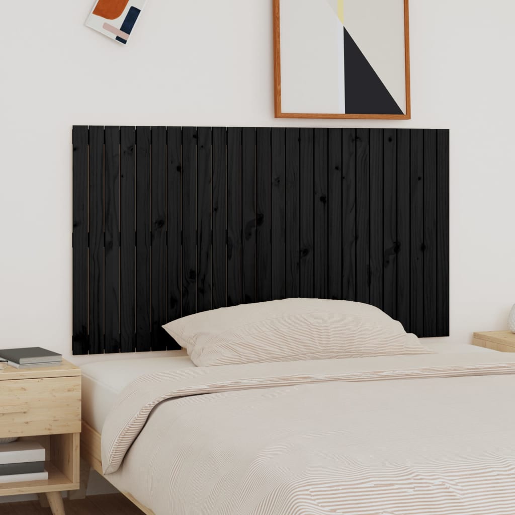 Wall Headboard Black 166x3x90 cm Solid Wood Pine