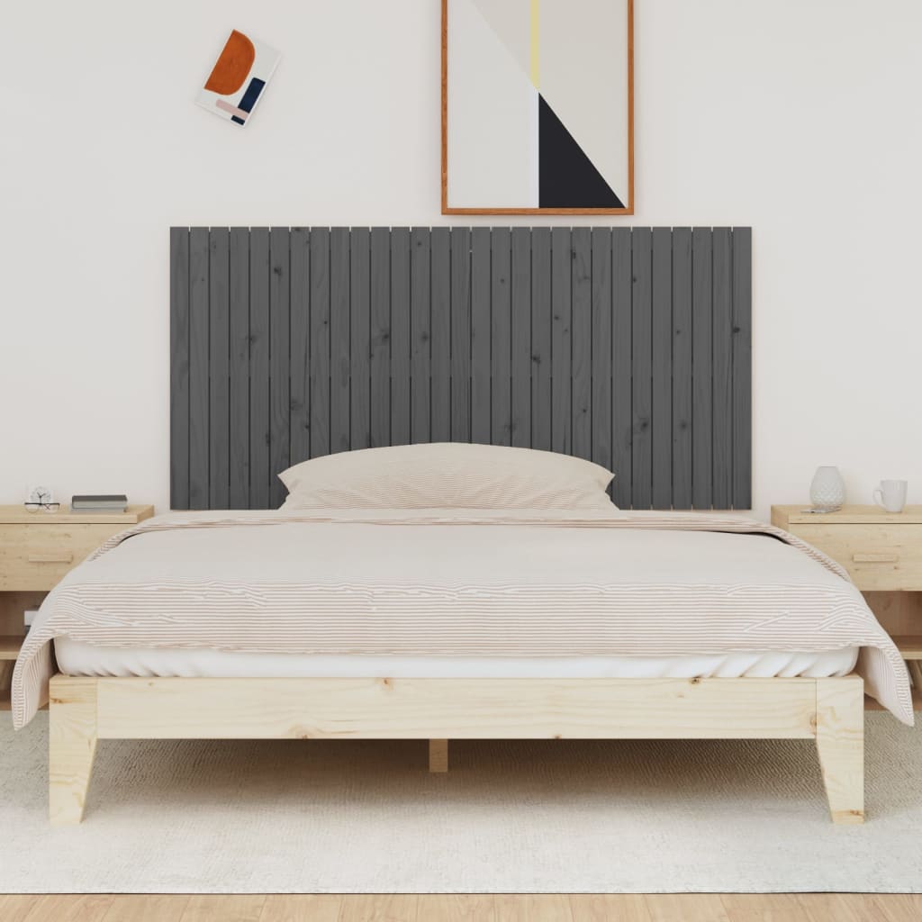 Wall Headboard Grey 185x3x90 cm Solid Wood Pine