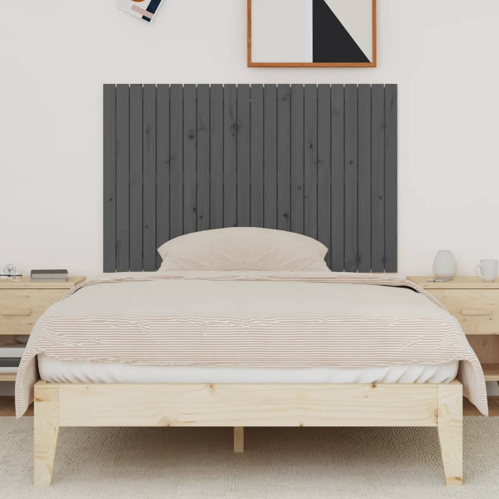 Wall Headboard Grey 140x3x90 cm Solid Wood Pine