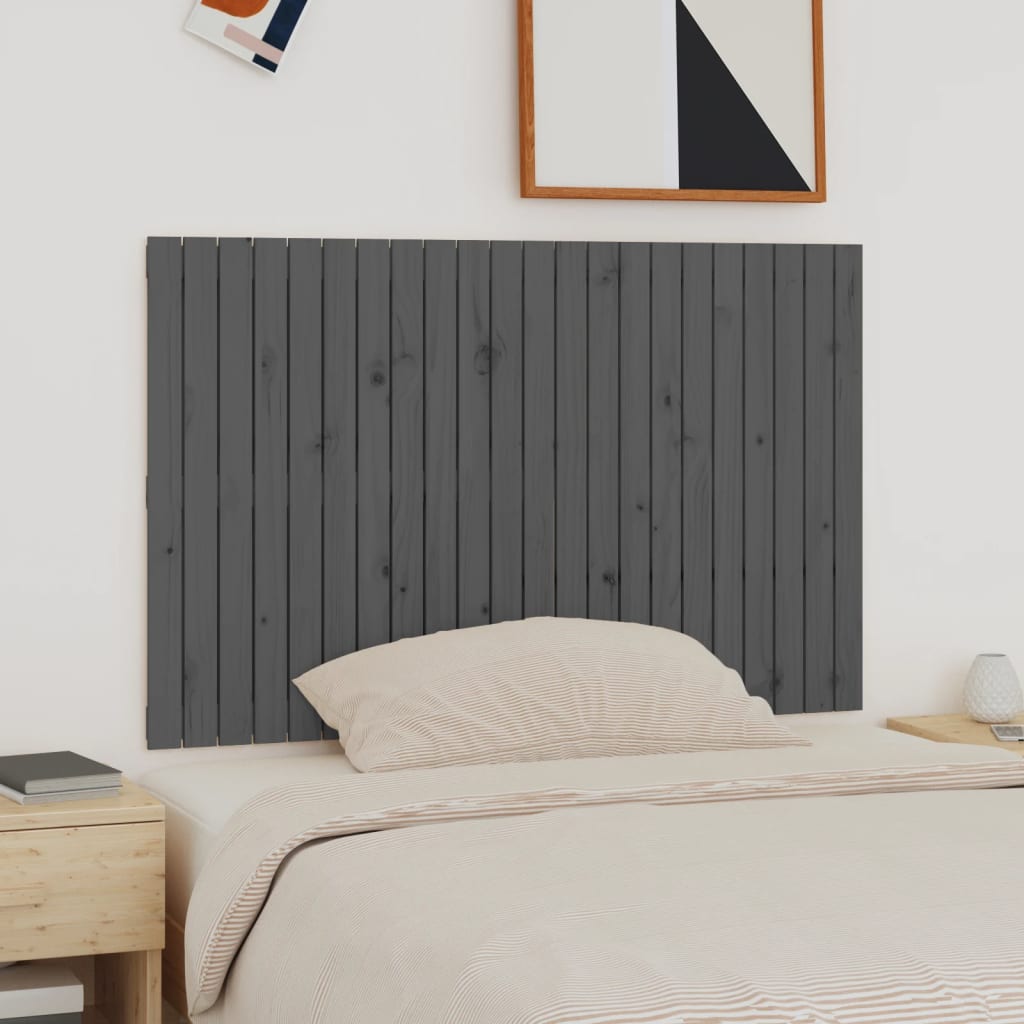 Wall Headboard Grey 140x3x90 cm Solid Wood Pine