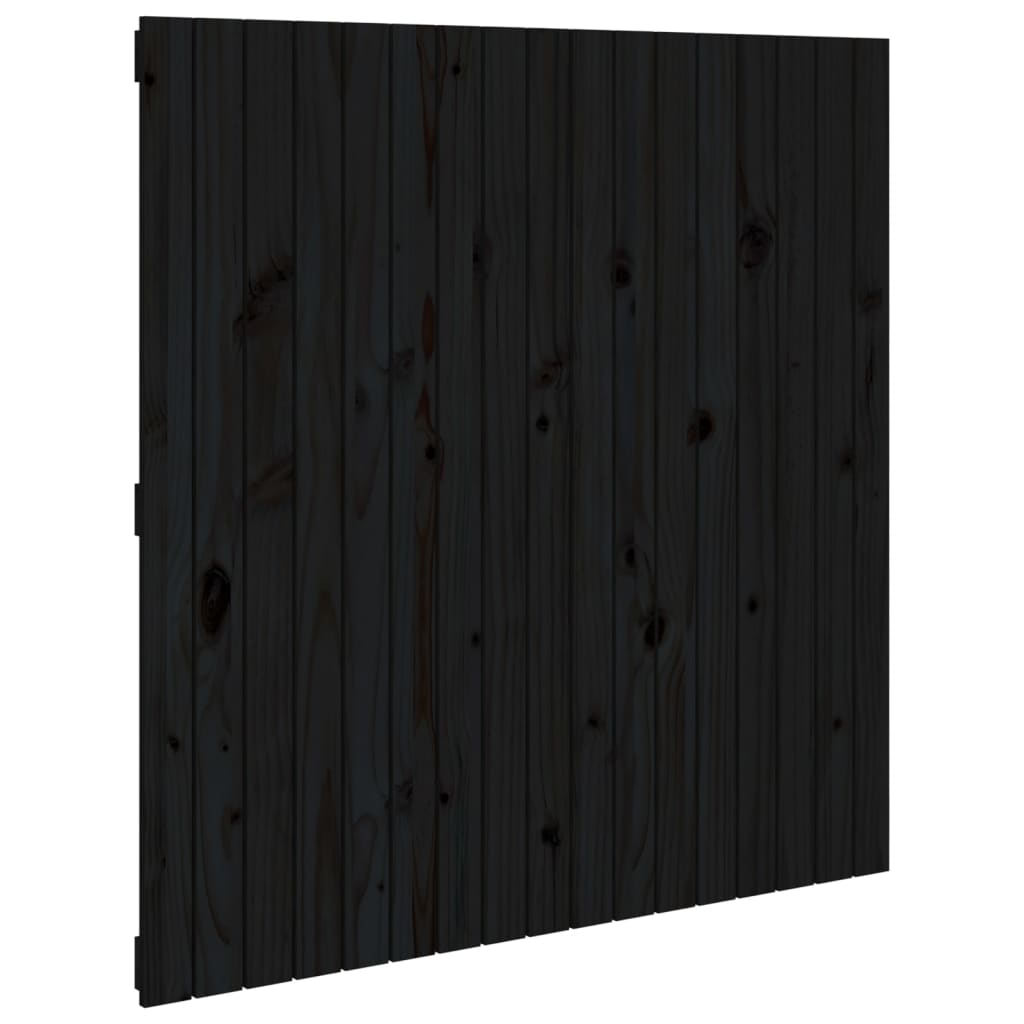Wall Headboard Black 108x3x110 cm Solid Wood Pine