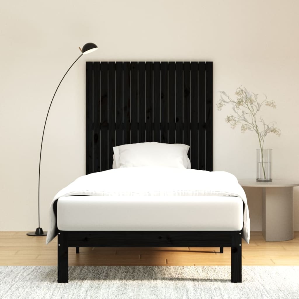 Wall Headboard Black 108x3x110 cm Solid Wood Pine