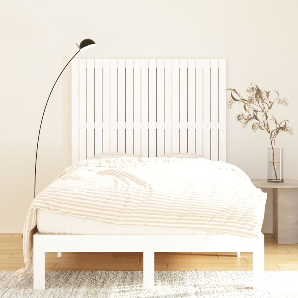 Wall Headboard White 127.5x3x110 cm Solid Wood Pine