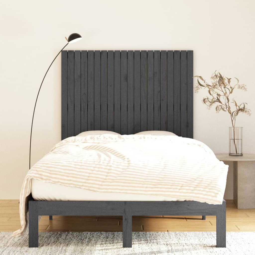 Wall Headboard Grey 127.5x3x110 cm Solid Wood Pine