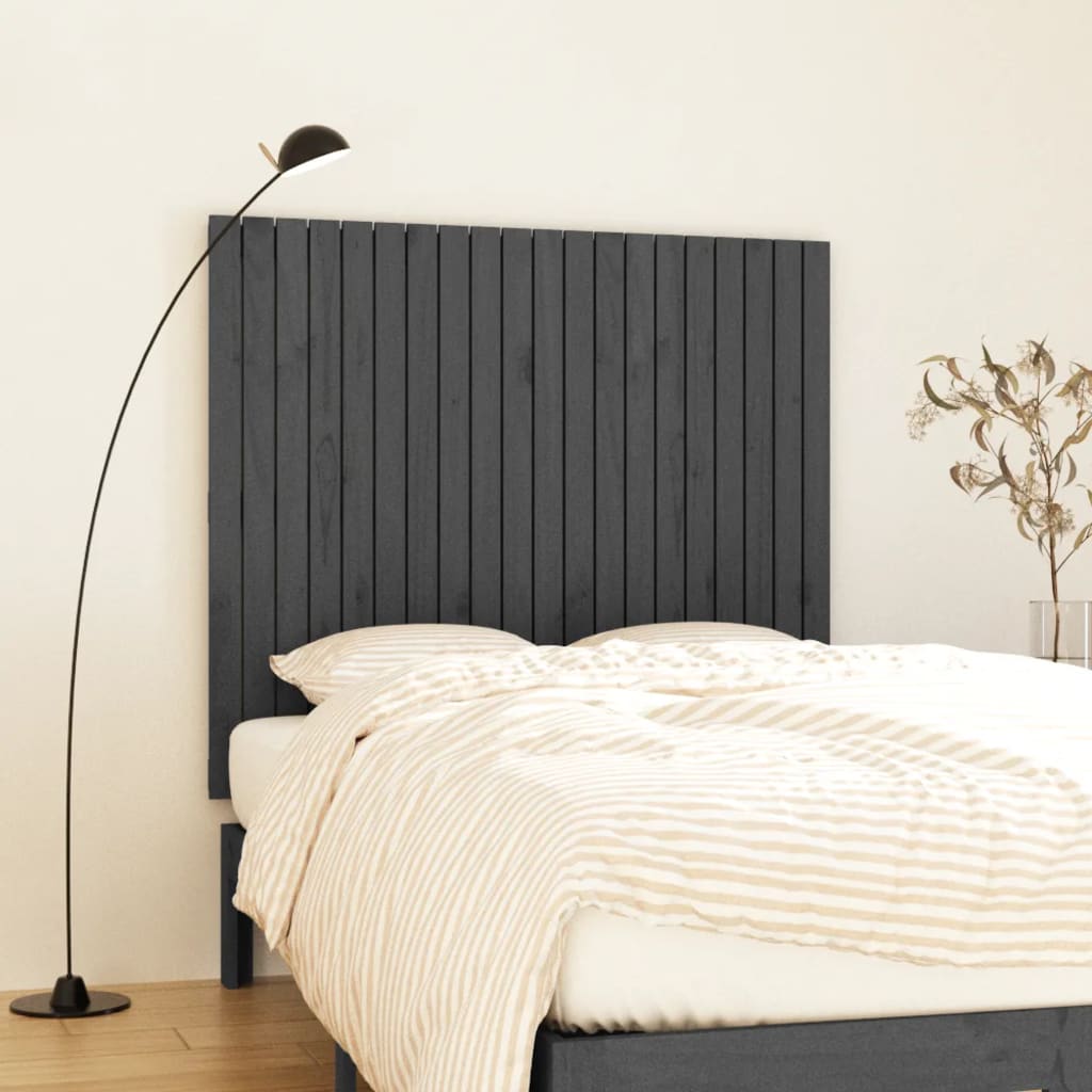 Wall Headboard Grey 127.5x3x110 cm Solid Wood Pine
