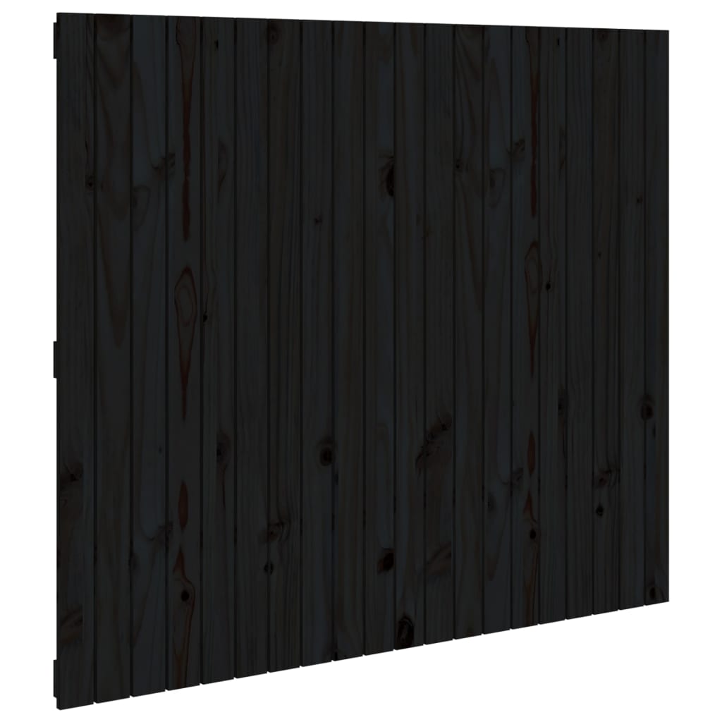 Wall Headboard Black 127.5x3x110 cm Solid Wood Pine