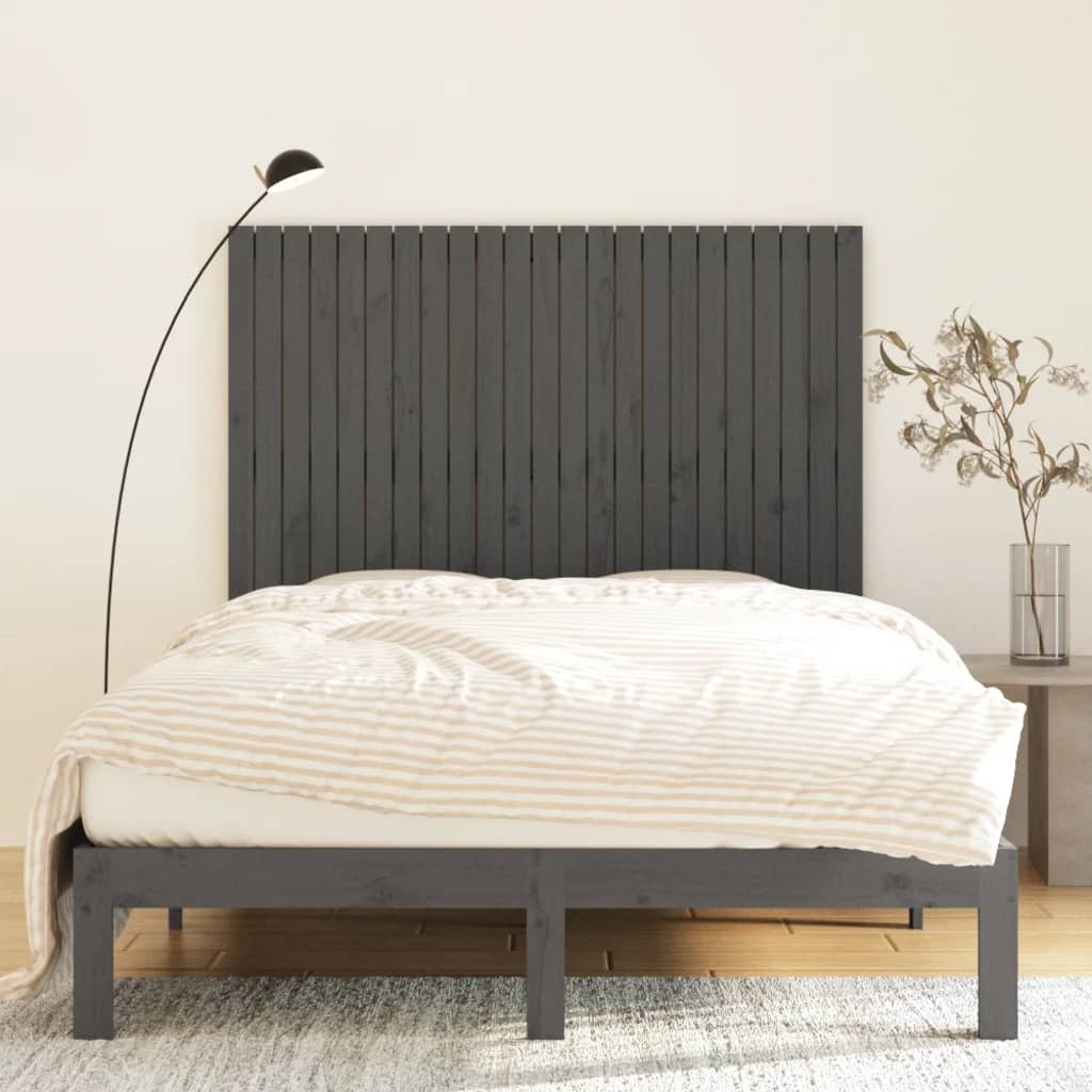 Wall Headboard Grey 146.5x3x110 cm Solid Wood Pine