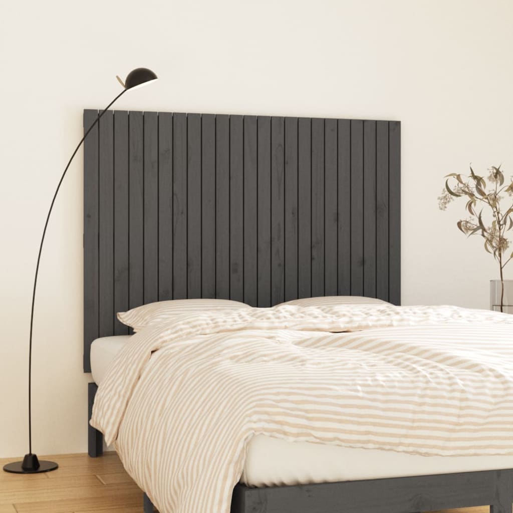 Wall Headboard Grey 146.5x3x110 cm Solid Wood Pine