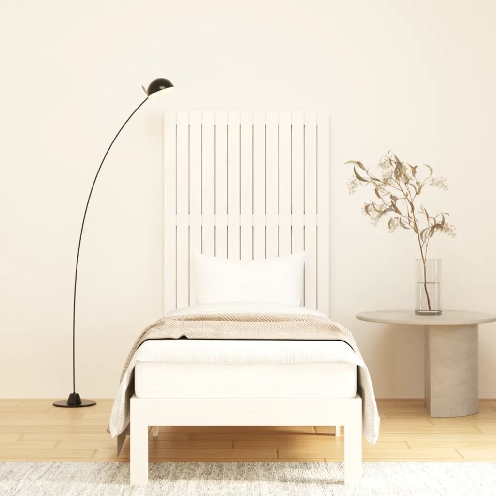Wall Headboard White 82.5x3x110 cm Solid Wood Pine