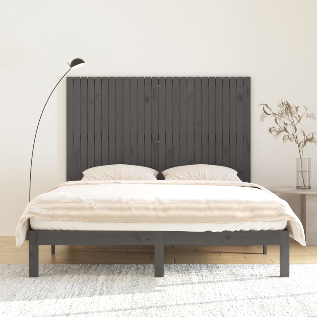 Wall Headboard Grey 166x3x110 cm Solid Wood Pine