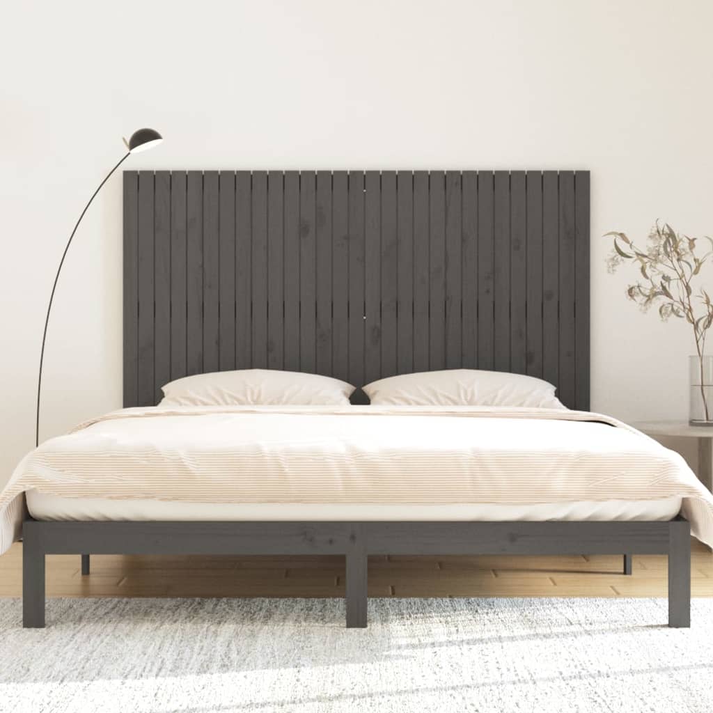 Wall Headboard Grey 185x3x110 cm Solid Wood Pine