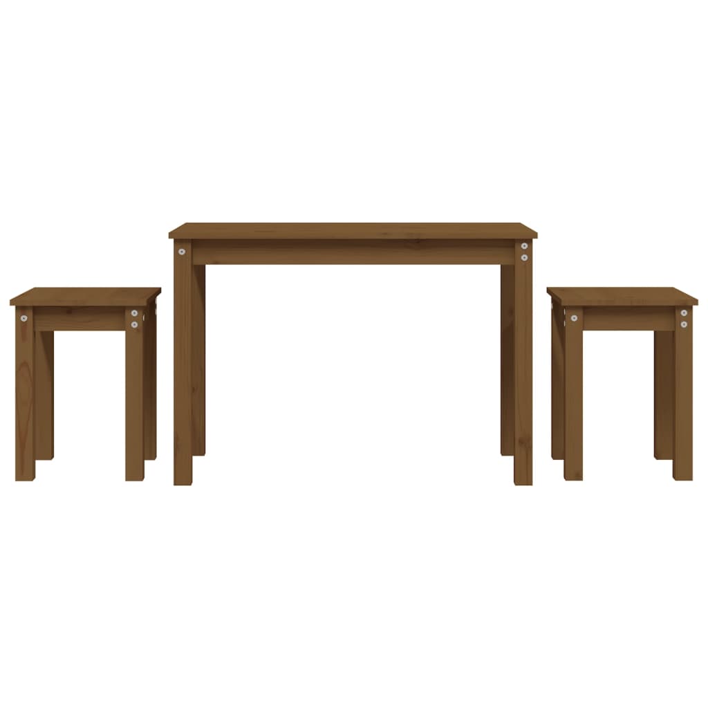Nesting Tables 3 pcs Honey Brown Solid Wood Pine