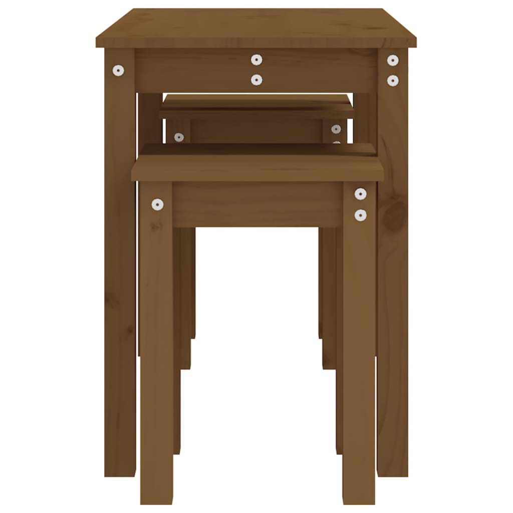 Nesting Tables 3 pcs Honey Brown Solid Wood Pine