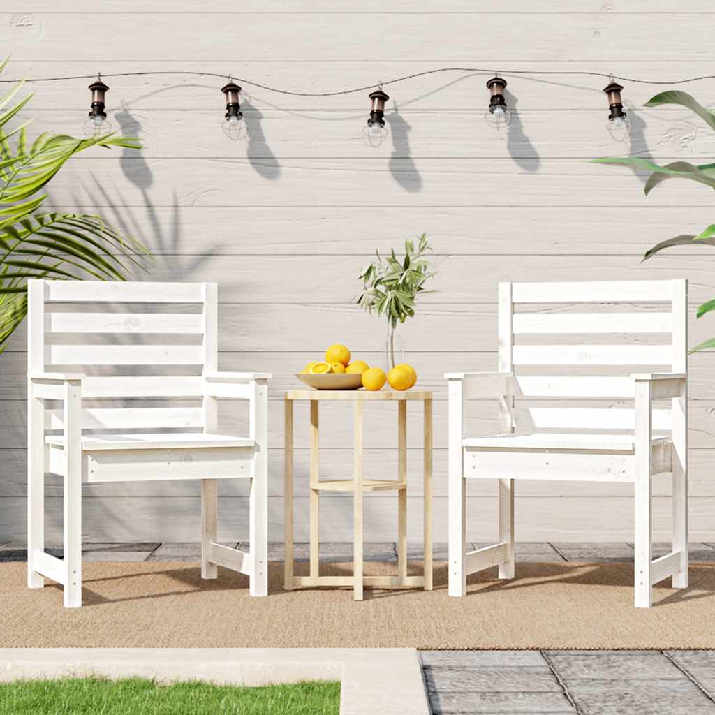 Garden Chairs 2 pcs White 60x48x91 cm Solid Wood Pine