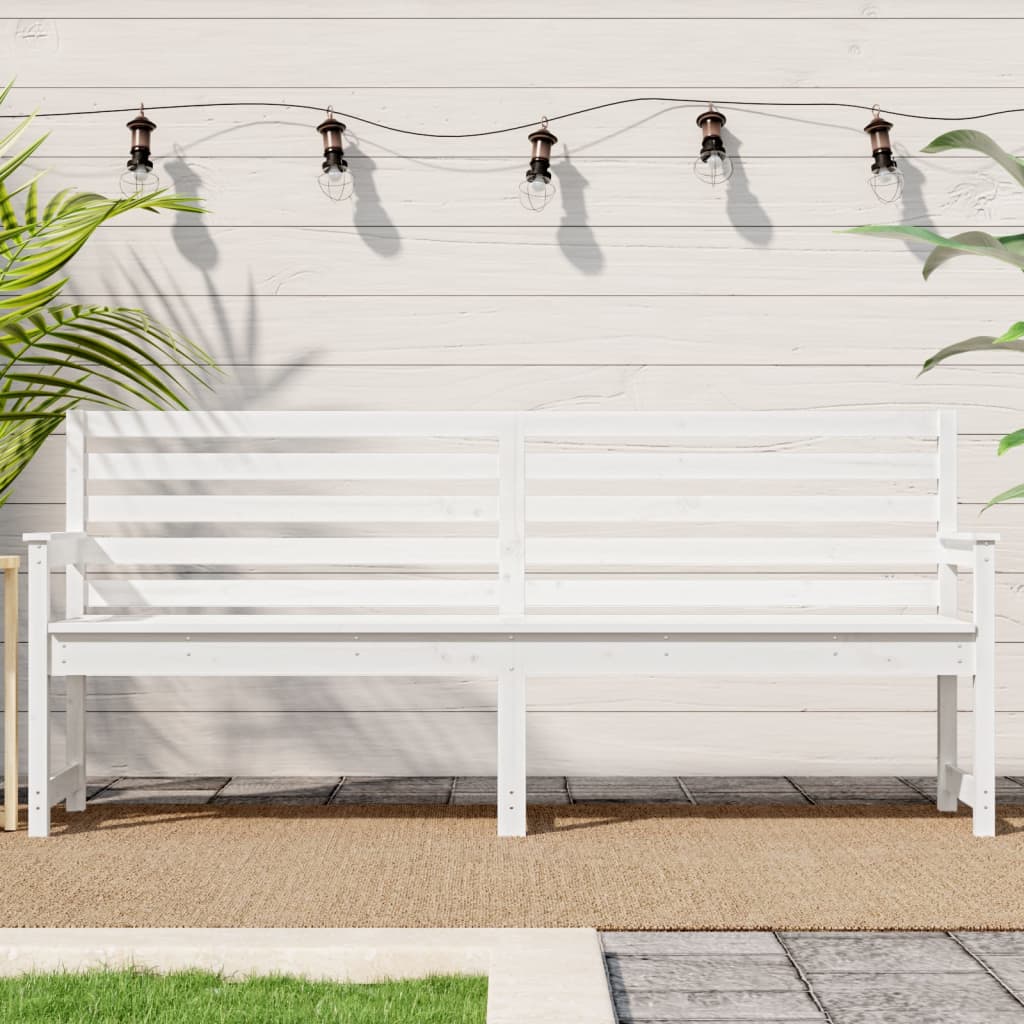 Garden Bench White 203.5x48x91.5 cm Solid Wood Pine