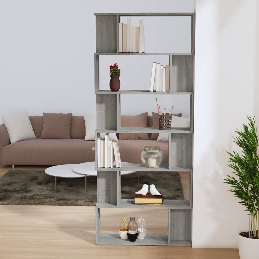 Book Cabinet/Room Divider Grey Sonoma 80x24x192 cm Engineered Wood