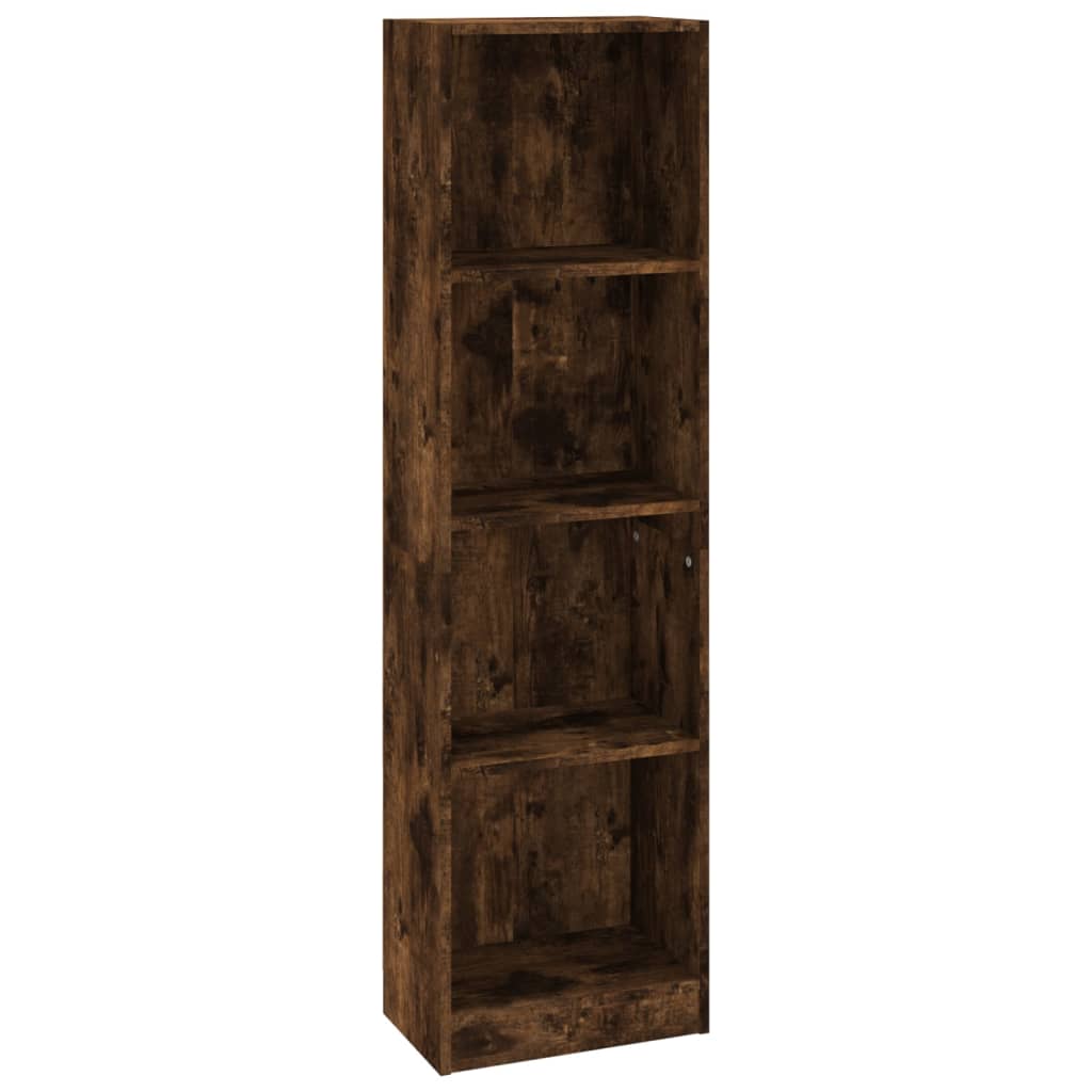 4-Tier Book Cabinet Smoked Oak 40x24x143 cm Engineered Wood
