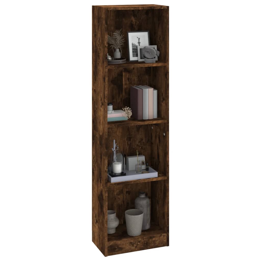 4-Tier Book Cabinet Smoked Oak 40x24x143 cm Engineered Wood
