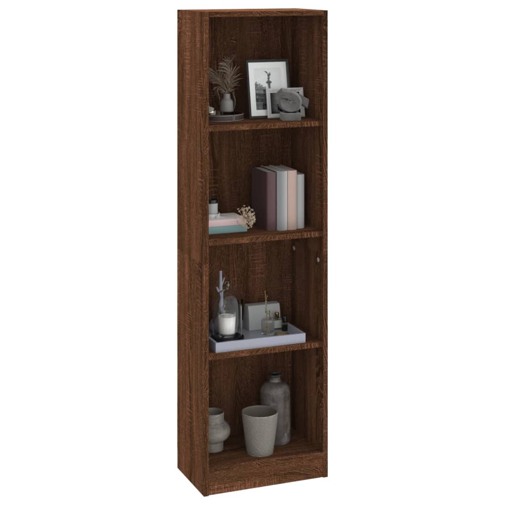 4-Tier Book Cabinet Brown Oak 40x24x143 cm Engineered Wood