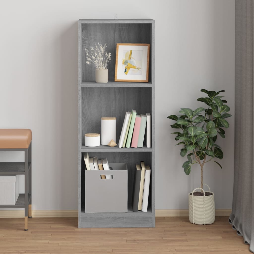3-Tier Book Cabinet Grey Sonoma 40x24x109 cm Engineered Wood