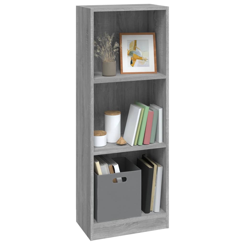 3-Tier Book Cabinet Grey Sonoma 40x24x109 cm Engineered Wood