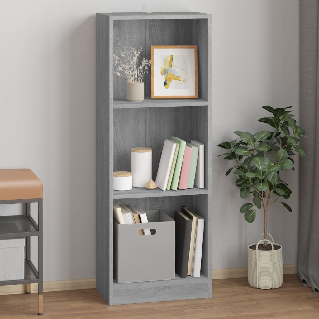 3-Tier Book Cabinet Grey Sonoma 40x24x109 cm Engineered Wood