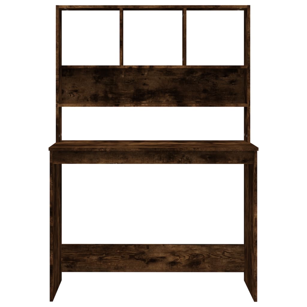 Desk with Shelves Smoked Oak 102x45x148 cm Engineered Wood