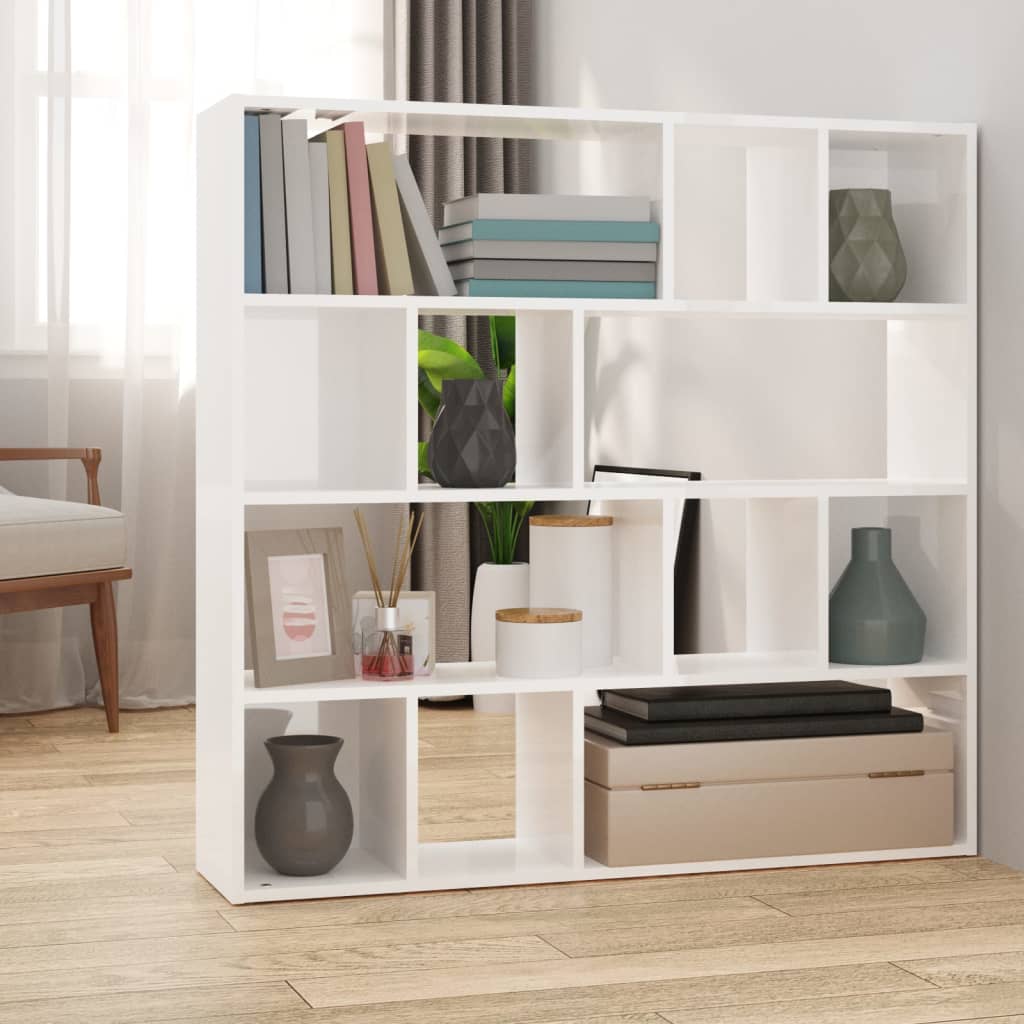 Book Cabinet/Room Divider High Gloss White 105x24x102 cm