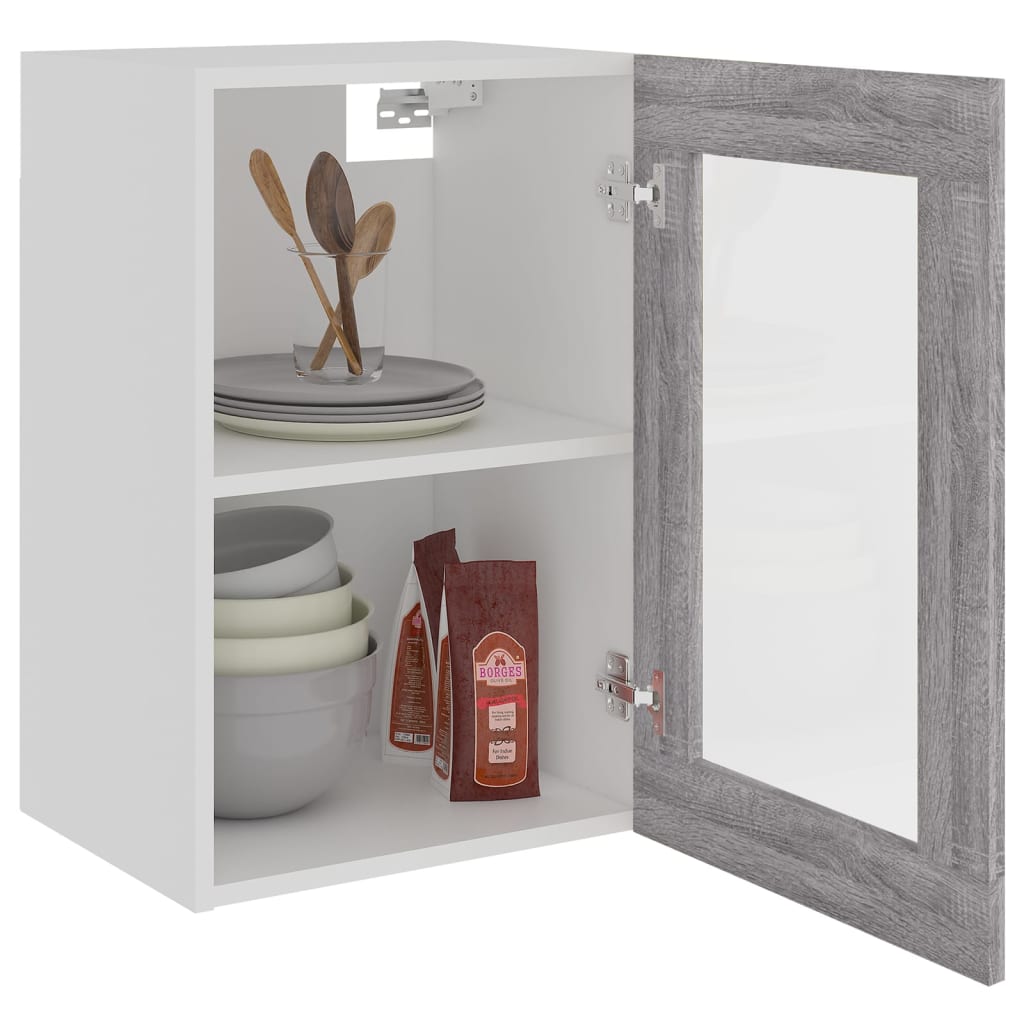 Hanging Glass Cabinet Lyon Grey Sonoma 40x31x60 cm Engineered Wood