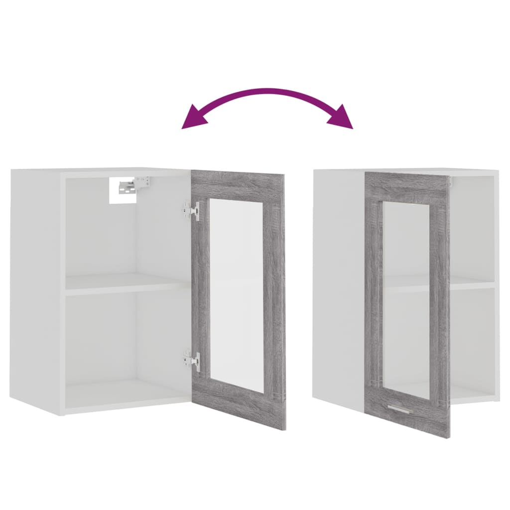 Hanging Glass Cabinet Lyon Grey Sonoma 40x31x60 cm Engineered Wood