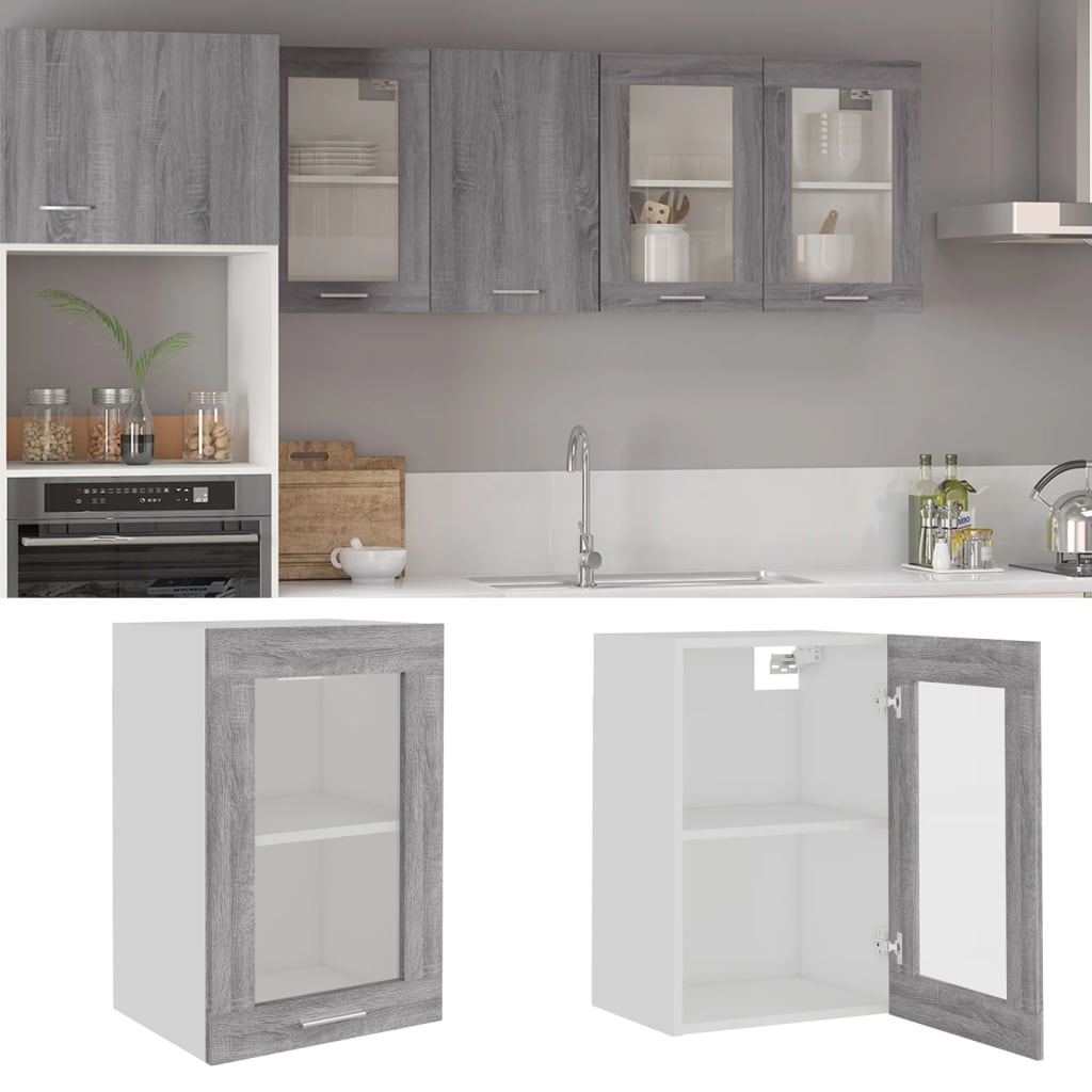 Hanging Glass Cabinet Lyon Grey Sonoma 40x31x60 cm Engineered Wood