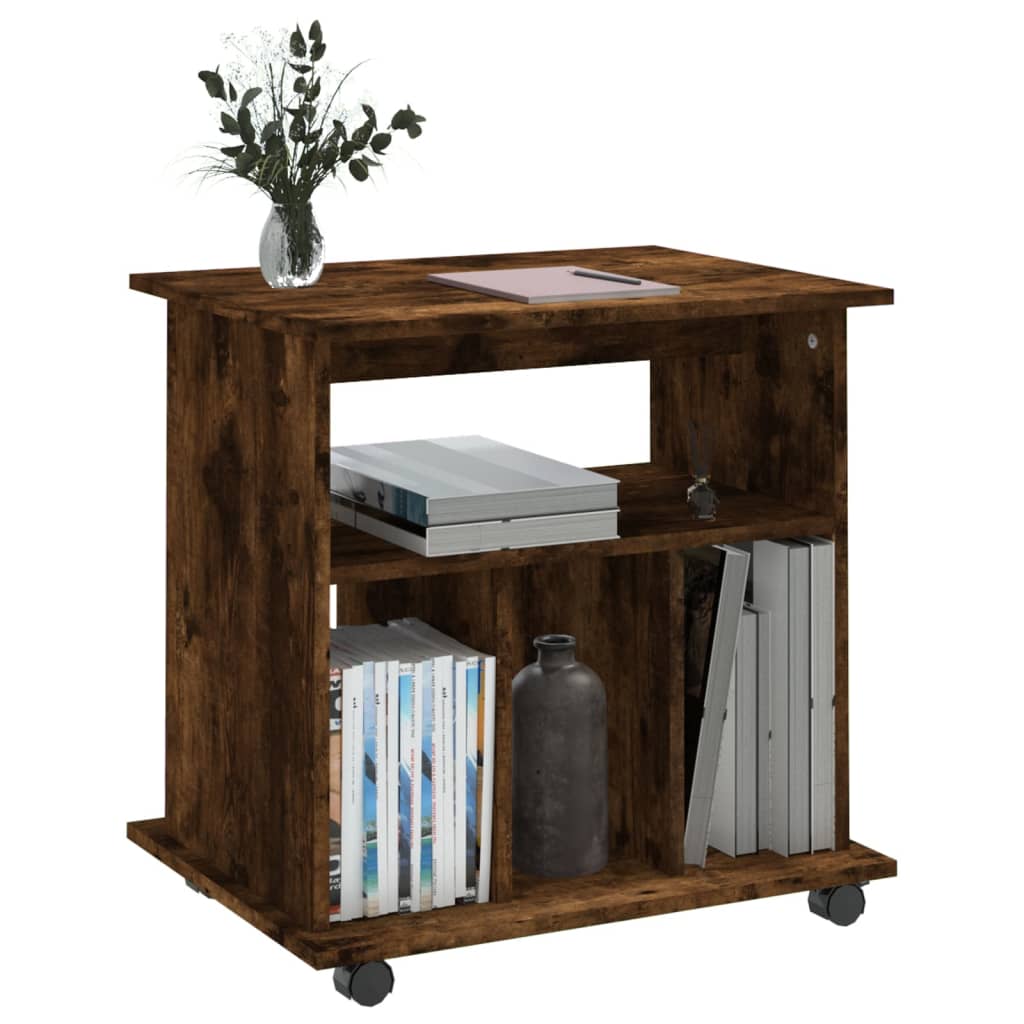 Rolling Cabinet Smoked Oak 60x45x60 cm Engineered Wood