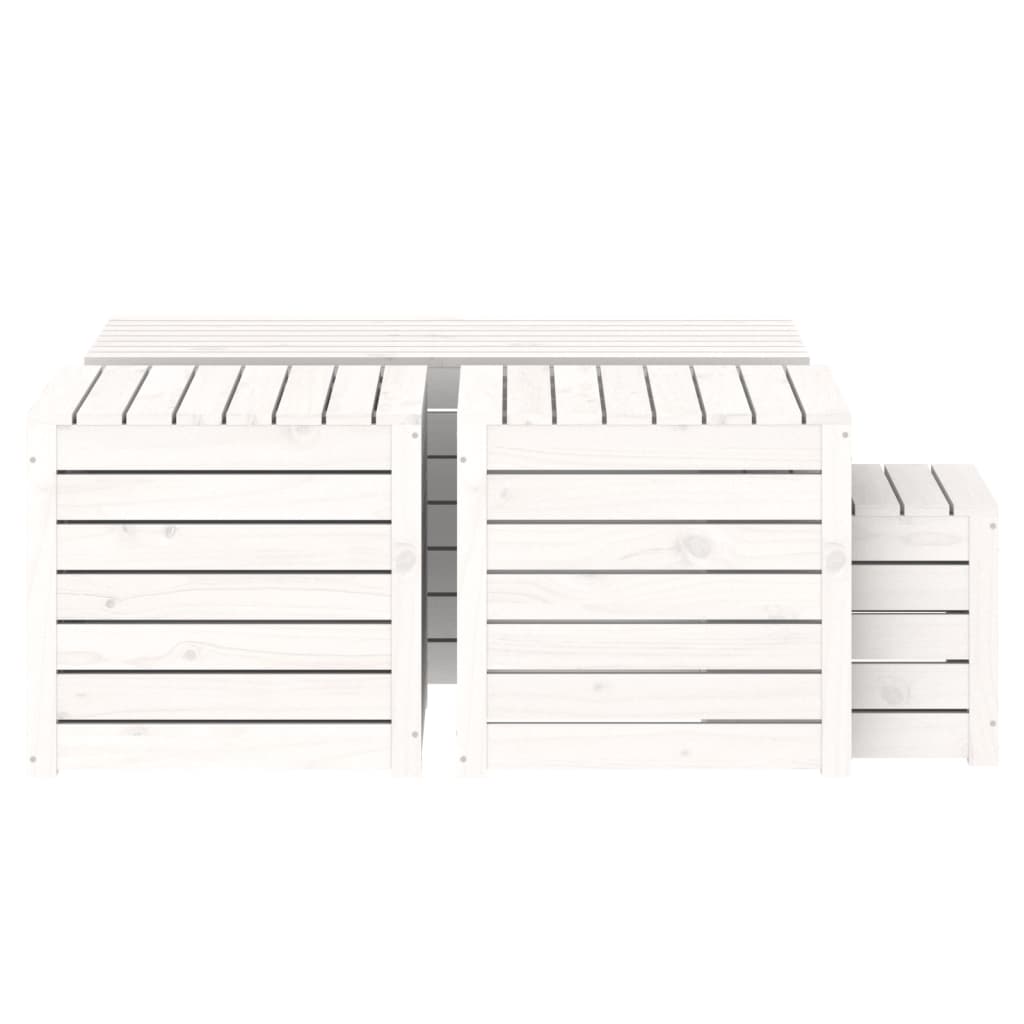 4 Piece Garden Box Set White Solid Wood Pine