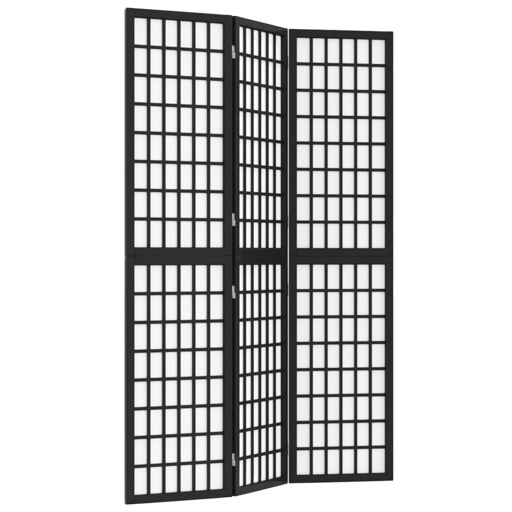 Folding 3-Panel Room Divider Japanese Style 120x170 cm Black